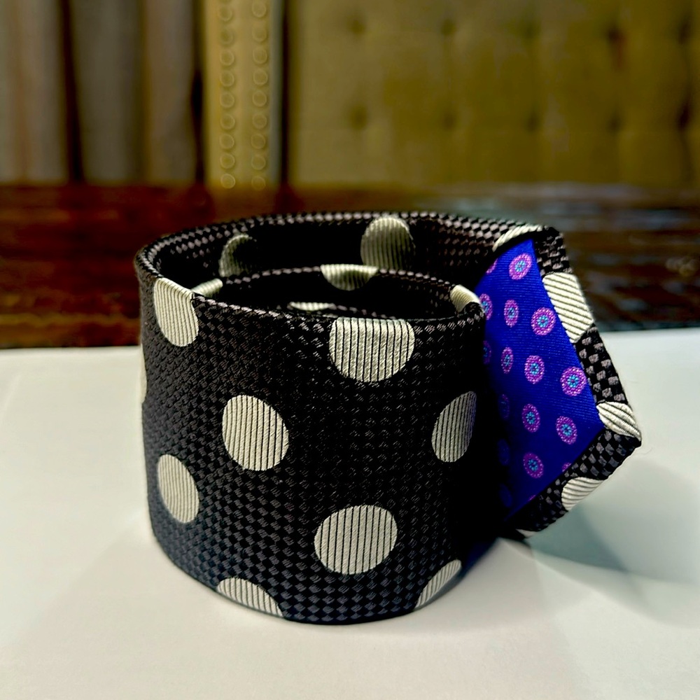 Tie Baker Black/White Polka Dot Neck Tie